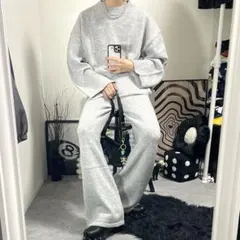 セットアップ ワイドパンツ ニットパンツ オーバーサイズニット 短丈