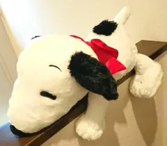 【スヌーピー2点セット】ギガジャンボもこもこ寝そべりリボンぬいぐるみ・チャーム
