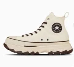 新品未使用未開封 CONVERSE アイボリー×ブラウン 厚底スニーカー