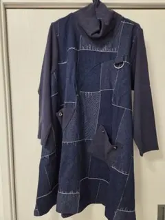 ベルーナ　パッチワークタートルネックチュニック