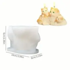 シリコンモールド 猫の親子 3頭 キャンドル作りに 猫柄 インテリア