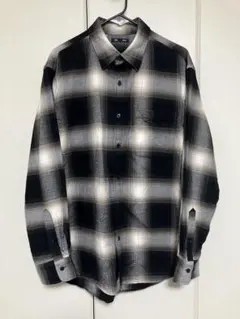 GU フランネルシャツ チェック1 ブラック