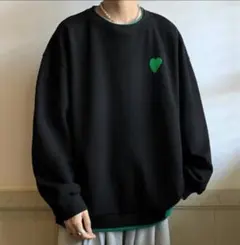 【ラスト1点】スウェット　ユニセックス　オルチャン　オーバーサイズ　ブラック