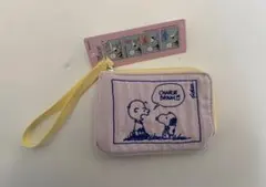 新品 PEANUTS スヌーピー ポーチ ラベンダー　刺繍フラットポーチのサムネイル