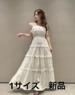 リリーブラウン LILY BROWN ティアードフリルキャミワンピース白1新品