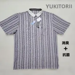 新品【ユキトリイ 】ポロシャツ ストライプ 刺繍　LL　定価￥5,390のサムネイル