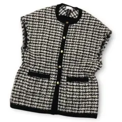 ★美品★BALLSEY ツイードベスト 金ボタン ノースリーブ ニット切替 36