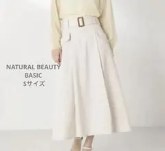 美品★ナチュラルビューティーベーシック着丈84cmフラップポケットフレアスカート