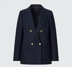 美品　UNIQLO ブレザー 金ボタン ダブルジャケット　S 紺ブレ