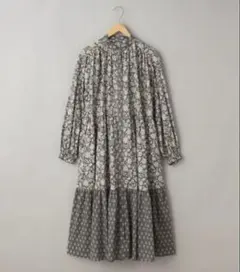 45rpm ツタフラワープリントのシュシュスモックドレス 45R タグ付