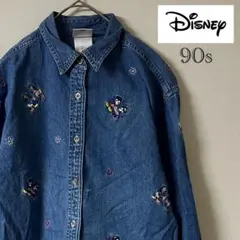 90s The Disney Store/刺繍デニムシャツ/S/インディゴのサムネイル