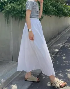 【美品】SHENERY シーナリー タックギャザー ロングスカート ホワイト