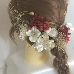 可愛い系】成人式 髪飾りセット＊ドライフラワー 和装 卒業式 赤