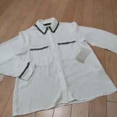 新品、タグ付☆ZARA BASIC ザラ シアー　ブラウス ツイード 通年♪