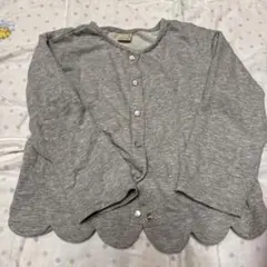 グレー スカラップヘム カーディガン