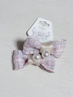 チェック柄リボンのヘアゴム2個セット　ハンドメイド　ベビー　キッズ