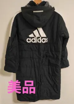 adidas フード付きベンチコート ブラック