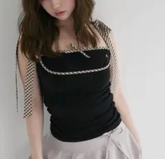 トップス andmary Alice check ribbon tops black 即日匿名発送】andmary Alice check ribbon tops - メルカリ