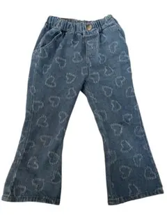 ハート柄デニムロングパンツ 100cm
