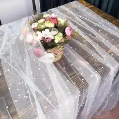 テーブルクロス　チュール　結婚式　ウェルカムスペース　ウエディング　ホワイト　白