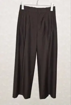 25AW COS プリーツウールワイドレッグパンツ ダークブラウン size42