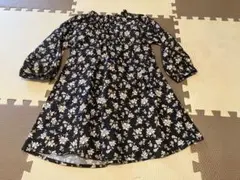 花柄ワンピース 長袖　ブラック系　プティマイン