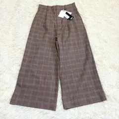 5829 新品未使用✨ru チェック柄ワイドパンツ クロップド丈 暖かい マルイ