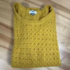 OLD NAVY ニット セーター マスタードイエロー Mサイズ 透かし編み