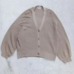 グローバルワーク ベージュ Vネック ニットカーディガン ボタン M