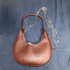 ブラウン ハンドバッグ チェーンストラップ付き