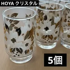 HOYA クリスタル 昭和レトロ 花柄 グラス 5個セット