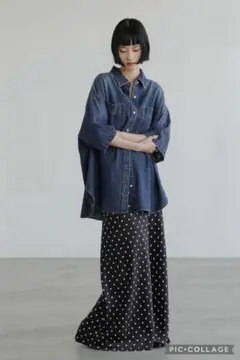 LOWRYS FARM アソートデニムBIGシャツ　SS ブルーのサムネイル