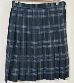 飛鳥未来 プリーツスカート ネイビー×パープルチェック W66 丈53 冬用