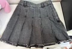 GU デニムローウエストプリーツミニスカート