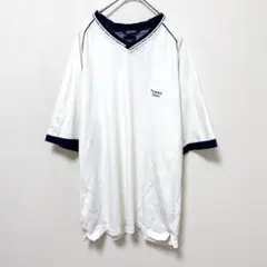 トミー Tシャツ Vネック 五分袖 無地 ビッグサイズ 白 綿 デイリー