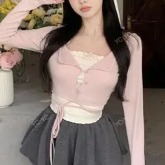 SHEIN ピンク トップス バレエコア シズニルック