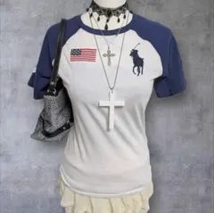 ポロ　ラルフローレン　Ｔシャツ　ビッグポニー　星条旗　USA　y2k ピチ
