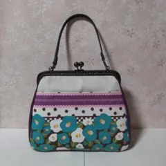 0731和柄紫　がま口　バック　ハンドメイド