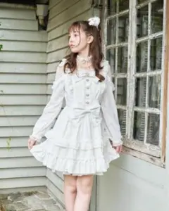 LIZLISA ティアラリボンティアードワンピース ホワイト