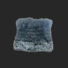 猫耳帽子 ファー グレー×ミックス ハンドメイド 編み物