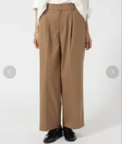 グローバルワーク　タックワイドパンツ　ウエストゴム　CARREMAN　ベージュ