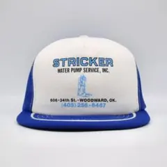 80s 90s USA製 企業ロゴ ビンテージ メッシュ キャップ ブルー 青