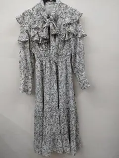 (8) GRL 花柄フリル襟マキシドレス