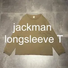 【Jackman】長袖カットソー カーキ マチあり胸ポケット L 綿 日本製のサムネイル