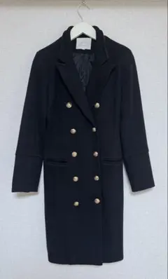 Vera&Lucy 黒 チェスターコート ダブルボタン ロング 上品きれいめ