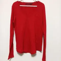 ラルフローレンスポーツ　長袖　カットソー Vネック　赤　L