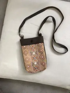 ハンドメイド　フランス刺繍入りポシェット⚫︎お散歩に