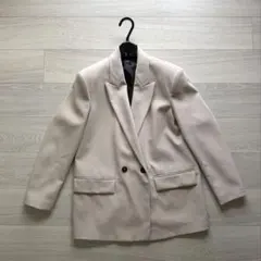ZARA ダブルブレスト テーラードジャケット ベージュブラウン - メルカリ