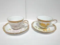 希少・廃盤ノリタケ ガラコンテッサ カップ＆ソーサー 2客セット（桜・山吹）