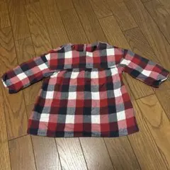 無印良品　チェック柄長袖シャツ　チュニック　80